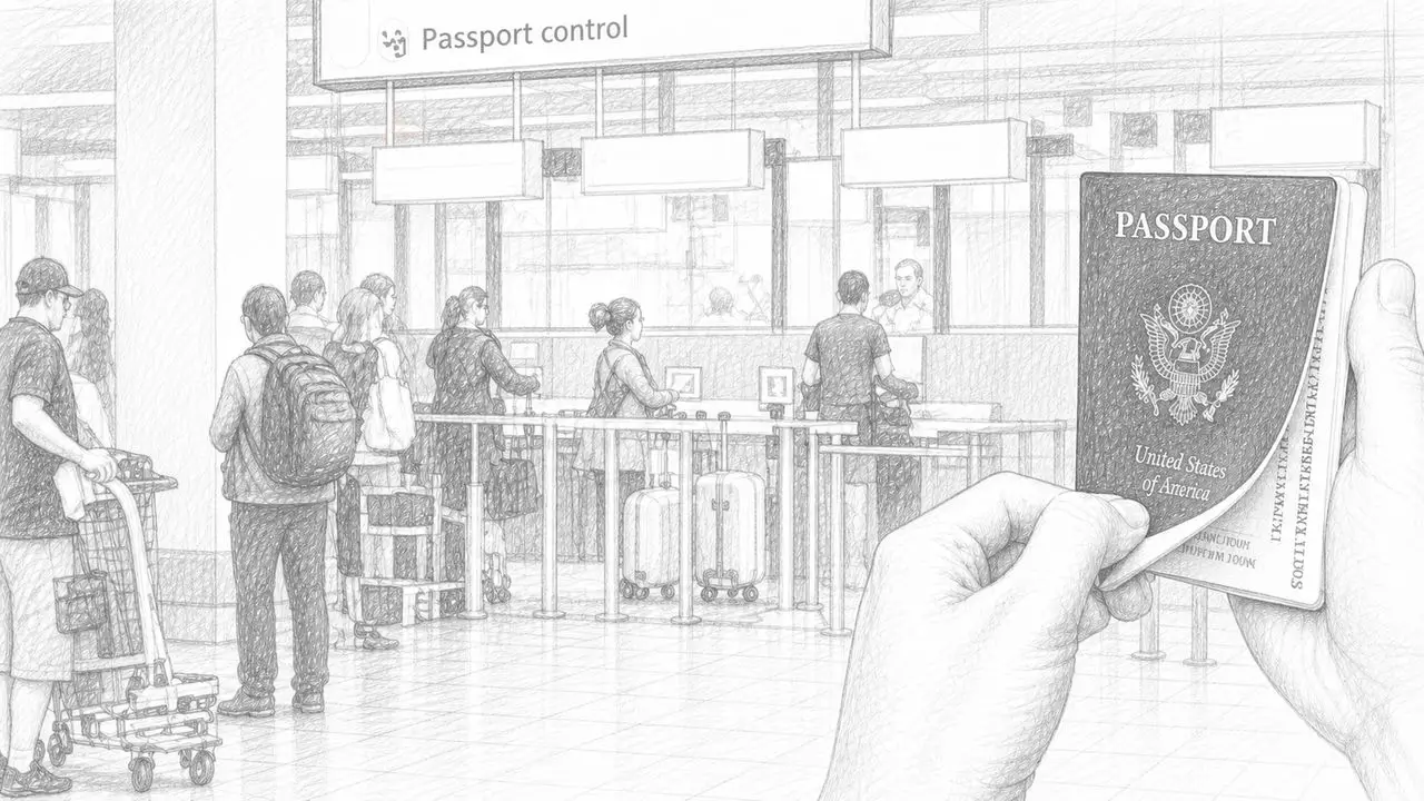 Para pelancong di gerbang keberangkatan bandara