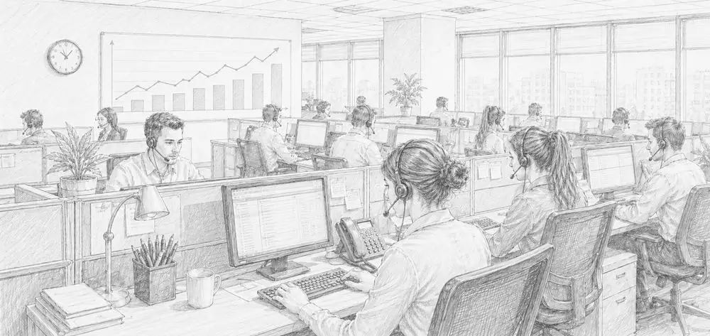 Spesialis VisaHQ sedang bekerja di kantor